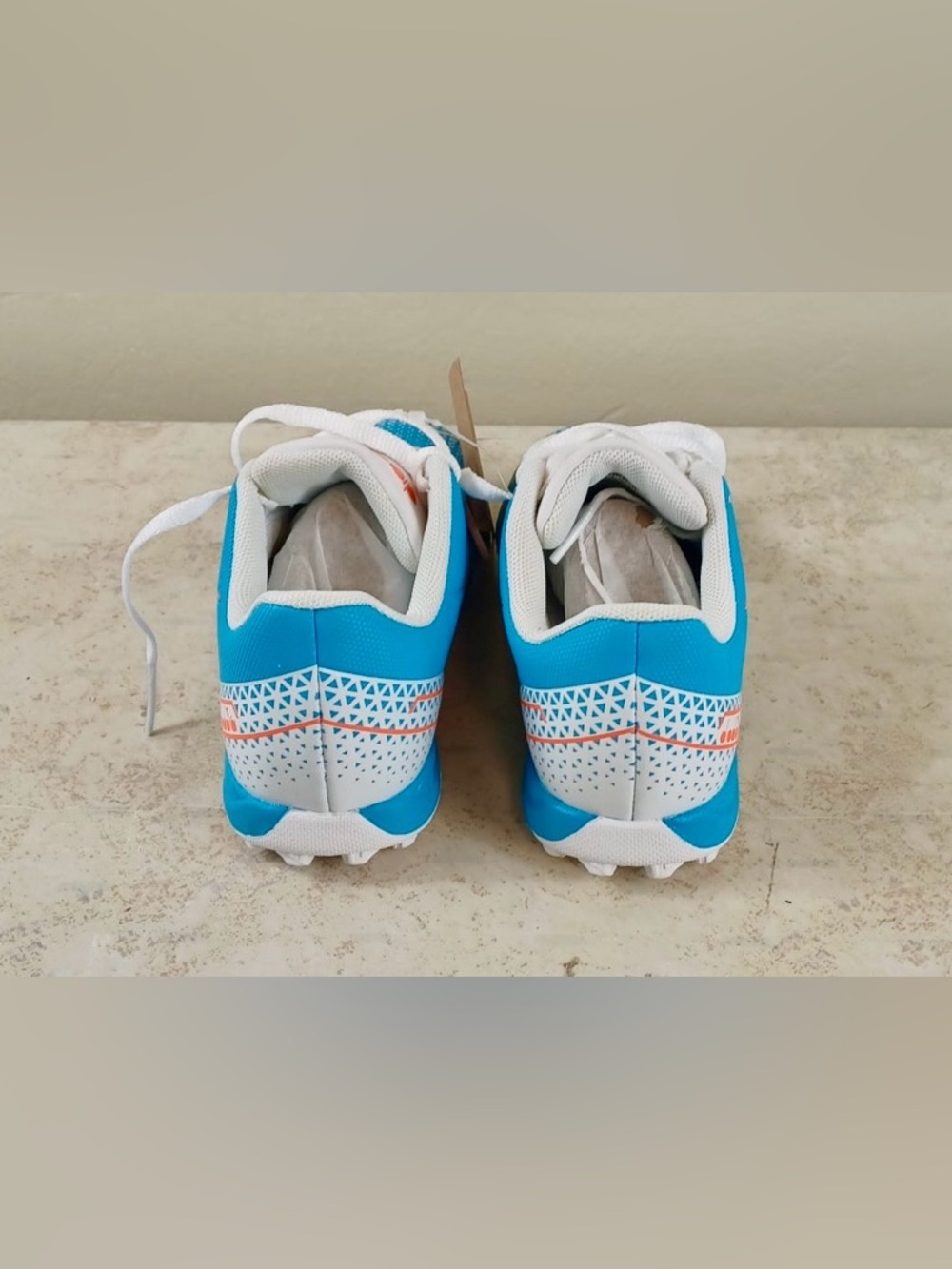 Diadora Kids Turquoise and White Sneakers with Orange Logo - Picture 2 of 6